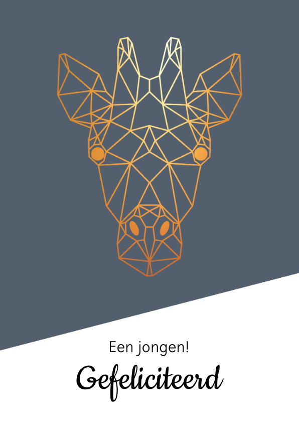 Felicitatiekaarten - Felicitatie - geometrische giraf met goud