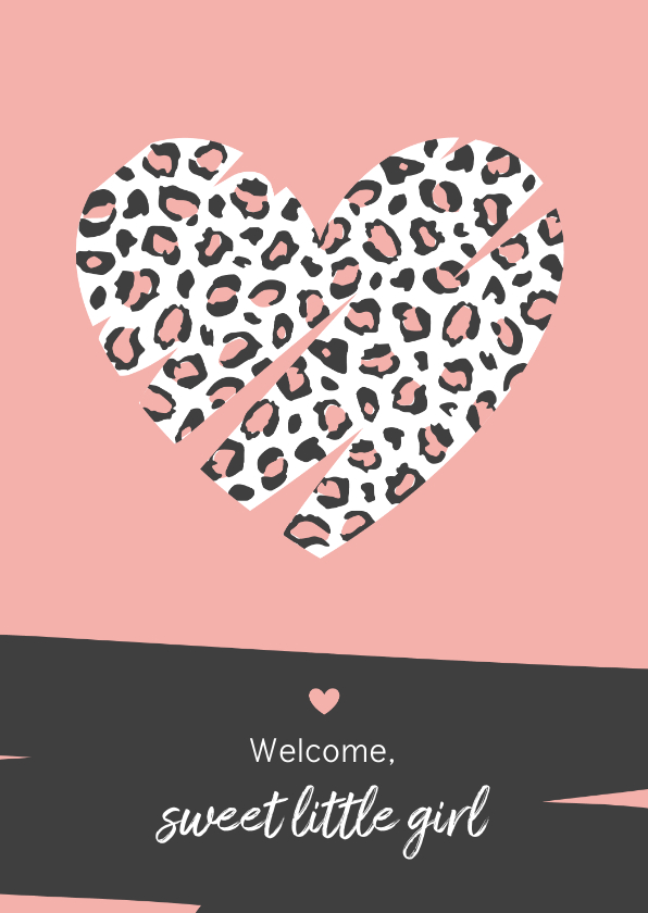Felicitatiekaarten - Felicitatie - Groot hart met luipaard print