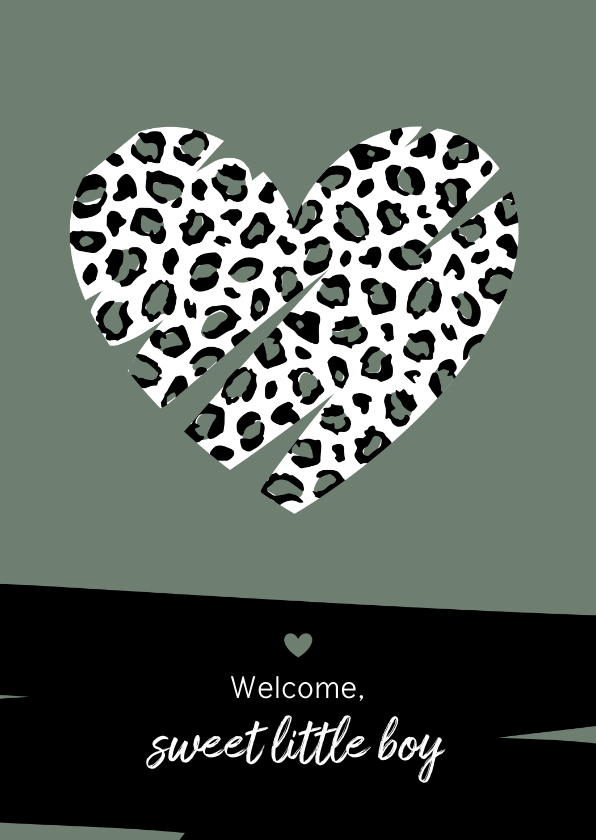 Felicitatiekaarten - Felicitatie - Hart met luipaard print 