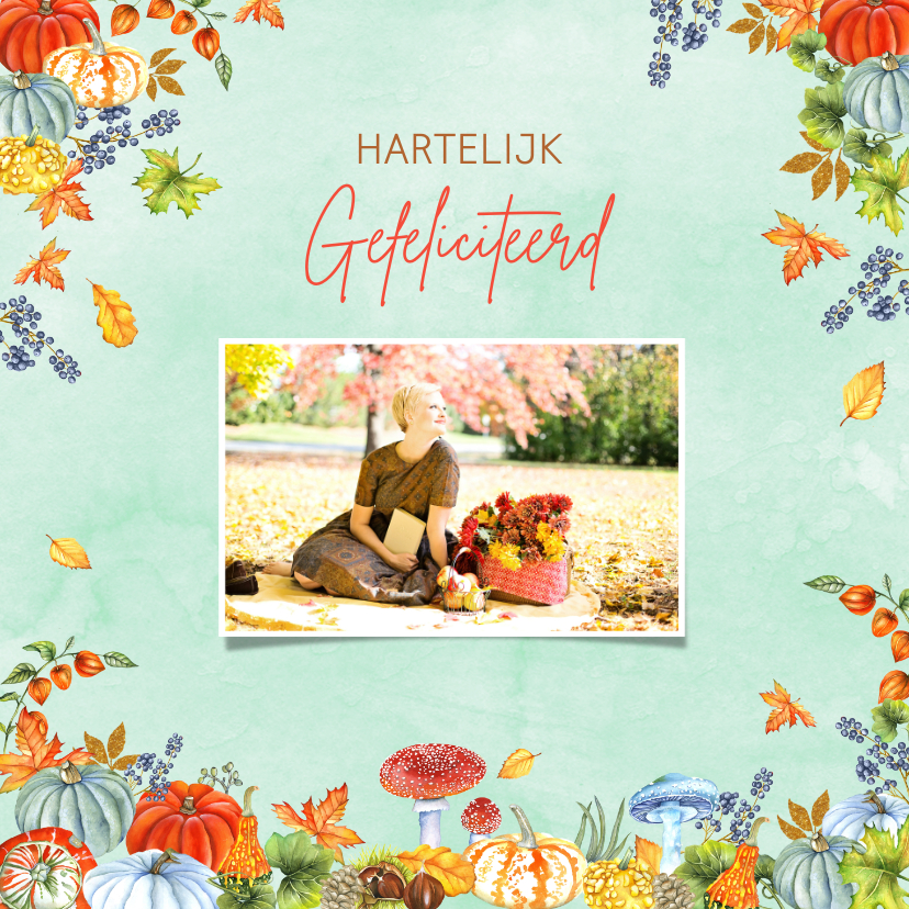 Felicitatie herfsttafereel - Felicitatiekaarten Felicitatiekaarten - Felicitatie herfsttafereel