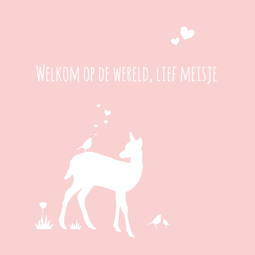 Felicitatie - Hert, meisje, roze - Felicitatiekaarten Felicitatiekaarten - Felicitatie - Hert, meisje, roze