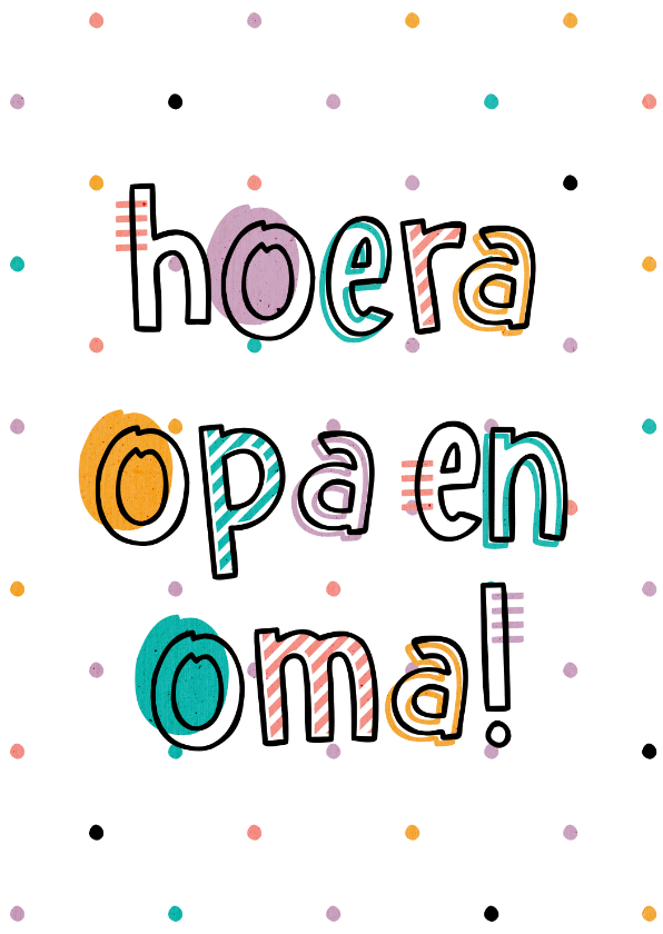 Felicitatie hoera opa en oma hip met confetti - Felicitatiekaarten Felicitatiekaarten - Felicitatie hoera opa en oma hip met confetti