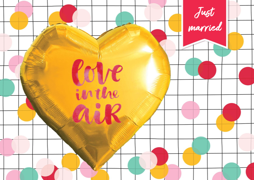 Felicitatie huwelijk confetti hart goud - Felicitatiekaarten Felicitatiekaarten - Felicitatie huwelijk confetti hart goud