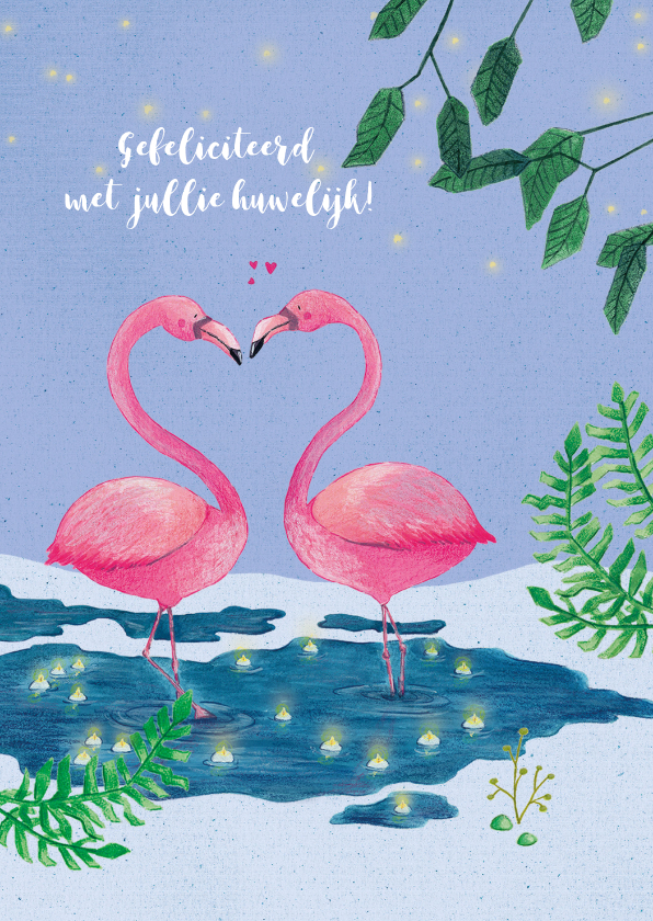 Felicitatiekaarten - Felicitatie huwelijk, flamingo's
