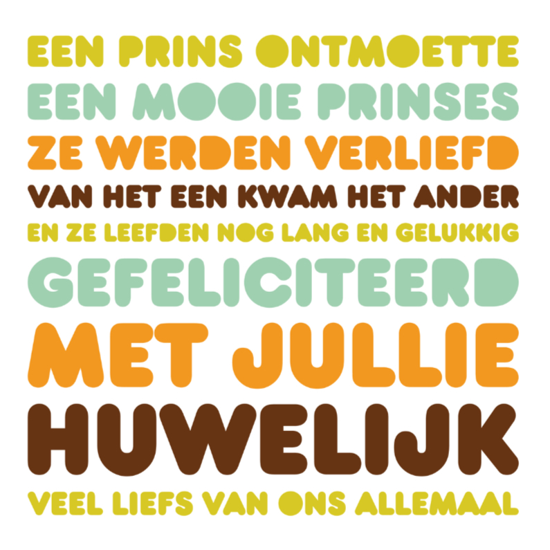 Wonderbaarlijk Felicitatie Huwelijk Letters Prins(es | Kaartje2go IW-12