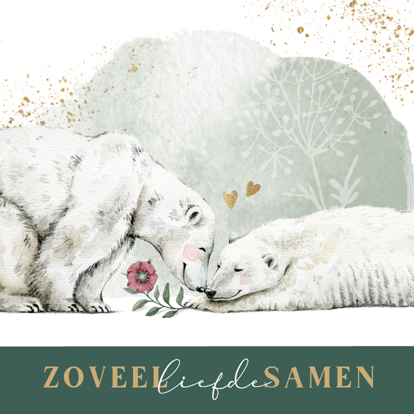Felicitatie huwelijk met twee liefdevolle ijsberen - Felicitatiekaarten Felicitatiekaarten - Felicitatie huwelijk met twee liefdevolle ijsberen