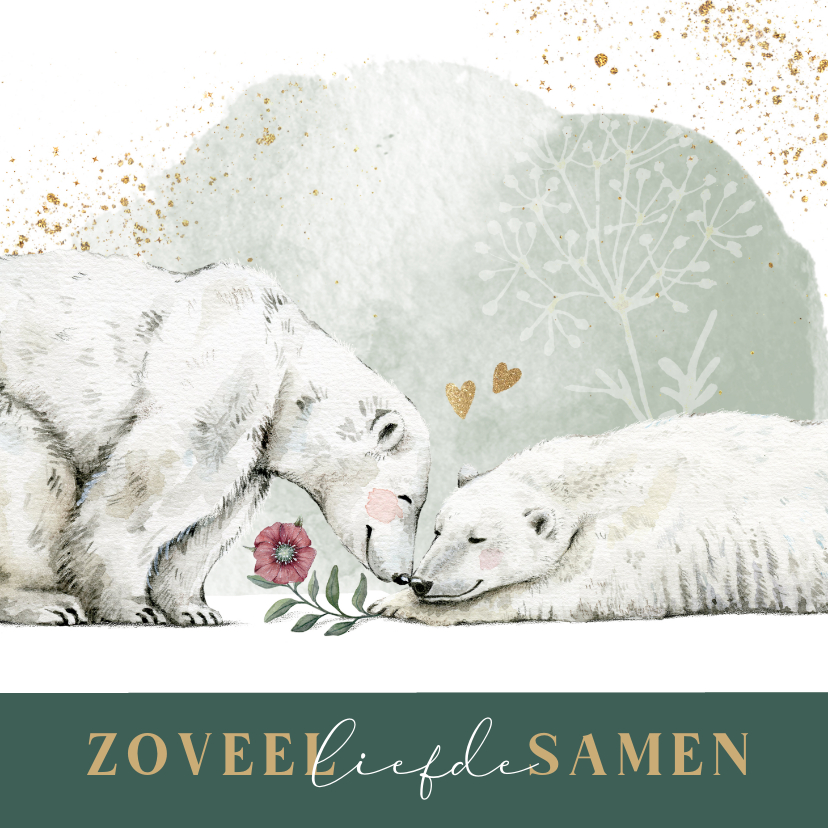 Felicitatiekaarten - Felicitatie huwelijk met twee liefdevolle ijsberen