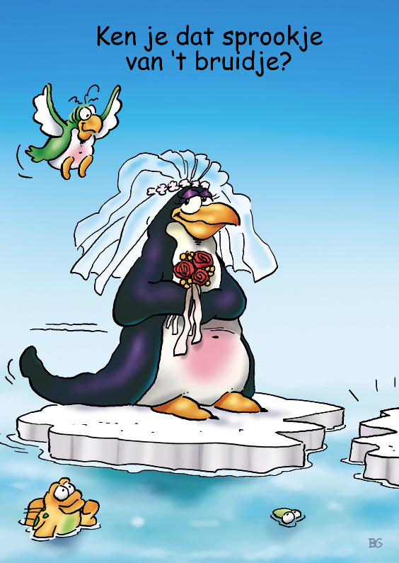 Felicitatie huwelijk pinguins 1 bruid - Felicitatiekaarten Felicitatiekaarten - Felicitatie huwelijk pinguins 1 bruid