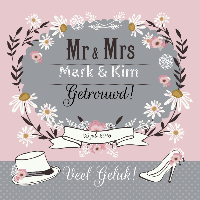 Felicitatie huwelijk retro - Felicitatiekaarten Felicitatiekaarten - Felicitatie huwelijk retro