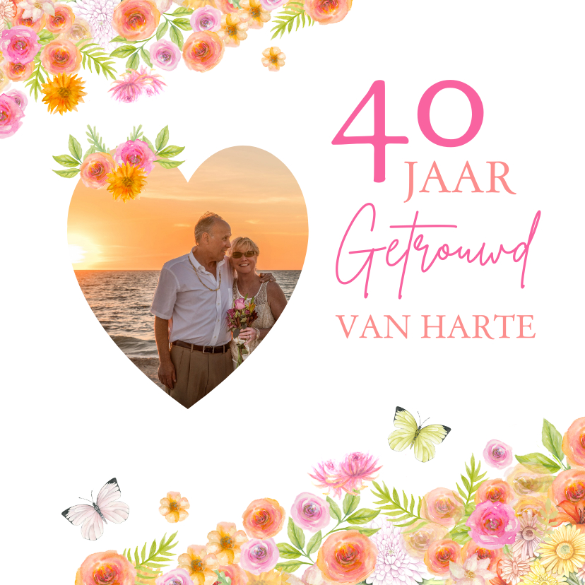 Felicitatiekaarten - Felicitatie huwelijksjubileum rozen aquarel