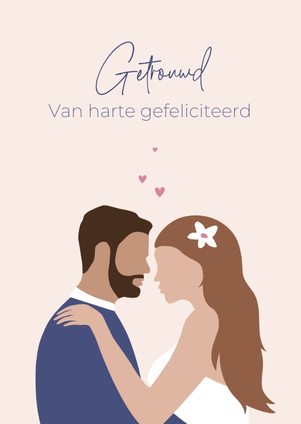 Felicitatiekaarten - Felicitatie illustratie bruidspaar