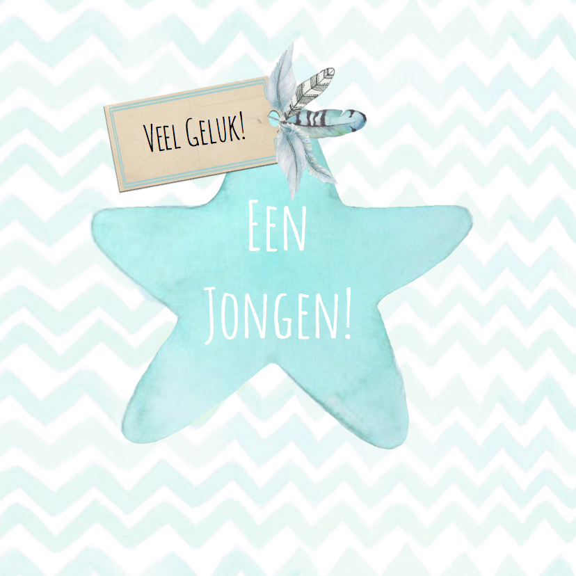 Felicitatie jongen ster aquarel - Felicitatiekaarten Felicitatiekaarten - Felicitatie jongen ster aquarel