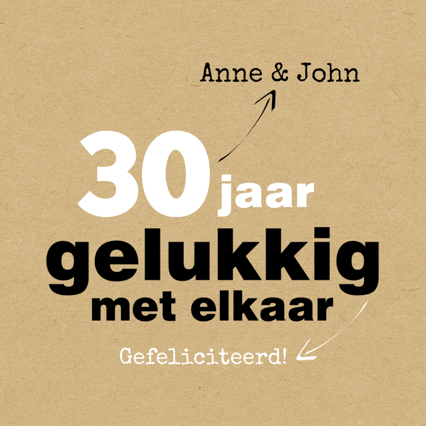 Felicitatiekaarten - Felicitatie jubileum 30 jaar gelukkig met elkaar