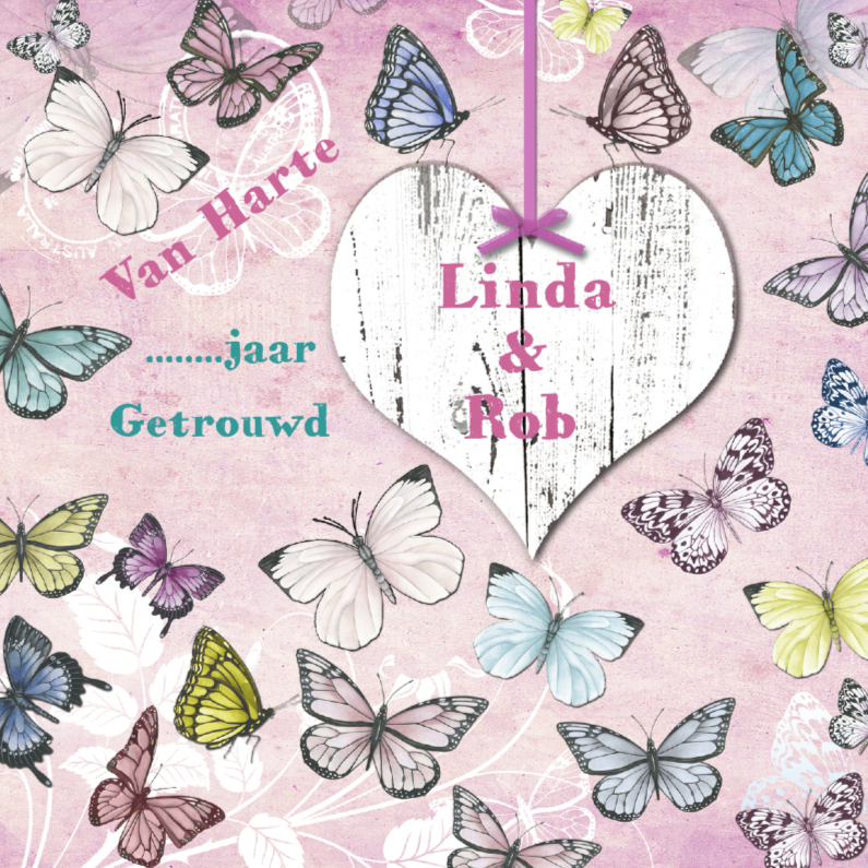 Felicitatie jubileum vlinders vintage - Felicitatiekaarten Felicitatiekaarten - Felicitatie jubileum vlinders vintage
