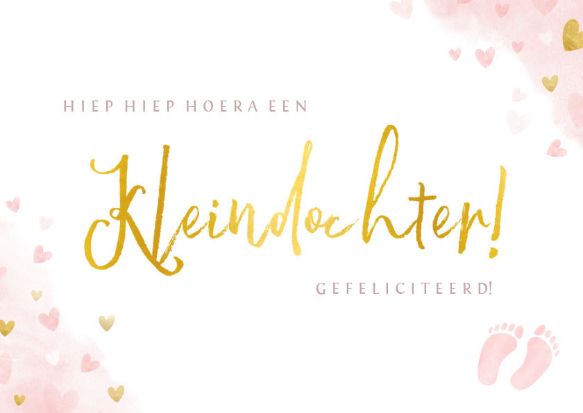 Felicitatiekaarten - Felicitatie kaart geboorte kleindochter met hartje en voetje