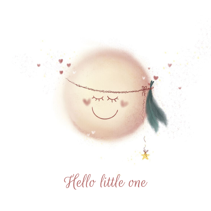 Felicitatie kaart geboorte met een lief maantje met hartjes - Felicitatiekaarten Felicitatiekaarten - Felicitatie kaart geboorte met een lief maantje met hartjes