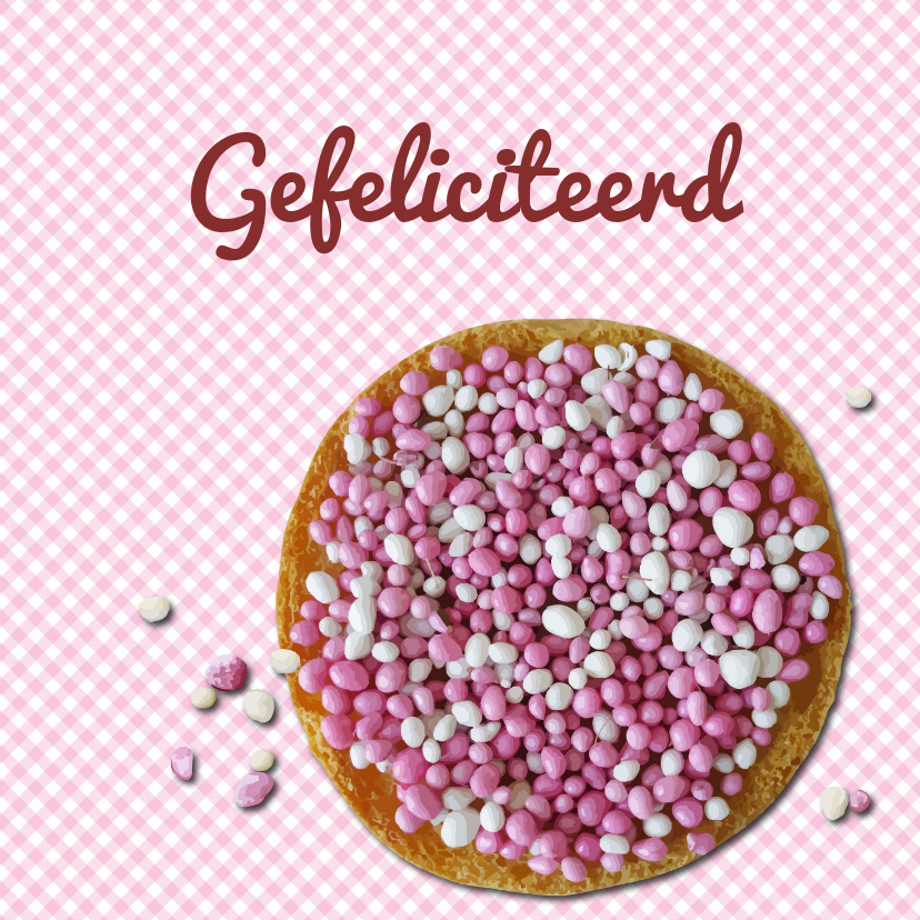 Felicitatie kaart roze muisjes - Felicitatiekaarten Felicitatiekaarten - Felicitatie kaart roze muisjes