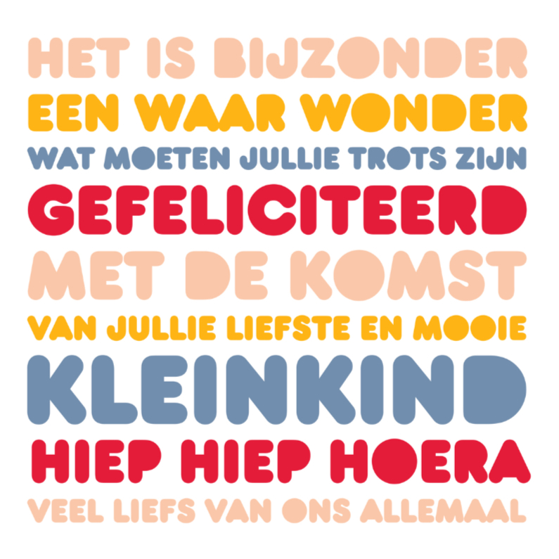 Felicitatie Kleinkind Letters - Felicitatiekaarten Felicitatiekaarten - Felicitatie Kleinkind Letters