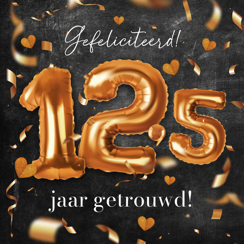 Felicitatiekaarten - Felicitatie koperen huwelijk 12,5 jaar getrouwd confetti