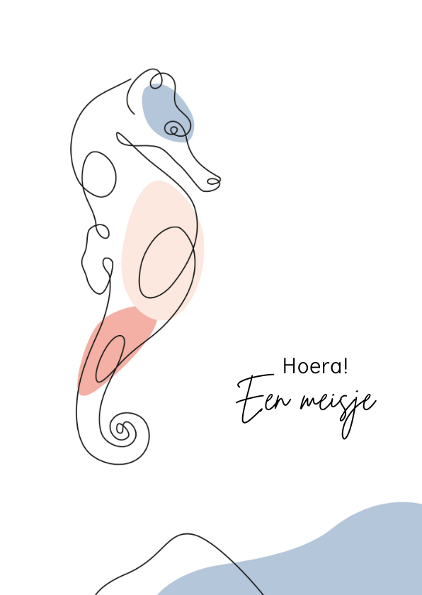 Felicitatie - Lijntekening van een zeepaardje - Felicitatiekaarten Felicitatiekaarten - Felicitatie - Lijntekening van een zeepaardje