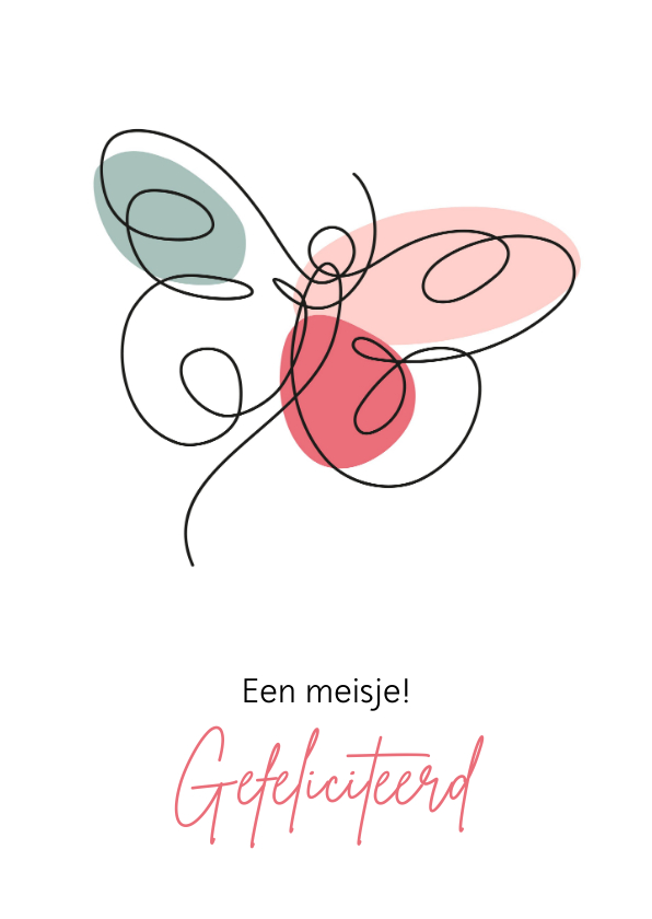 Felicitatiekaarten - Felicitatie - Lijntekening van vlinder