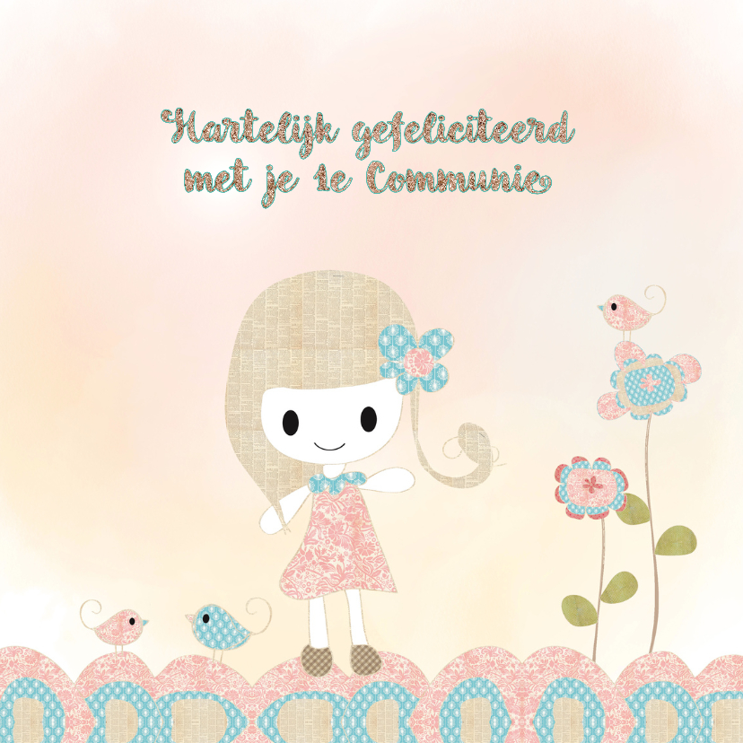 Felicitatie meisje 1e communie - Felicitatiekaarten Felicitatiekaarten - Felicitatie meisje 1e communie