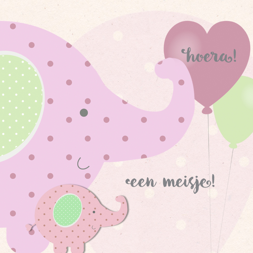 Felicitatie meisje-olifantjes - Felicitatiekaarten Felicitatiekaarten - Felicitatie meisje-olifantjes