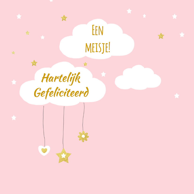 felicitatie meisje wolkjes - Felicitatiekaarten Felicitatiekaarten - felicitatie meisje wolkjes