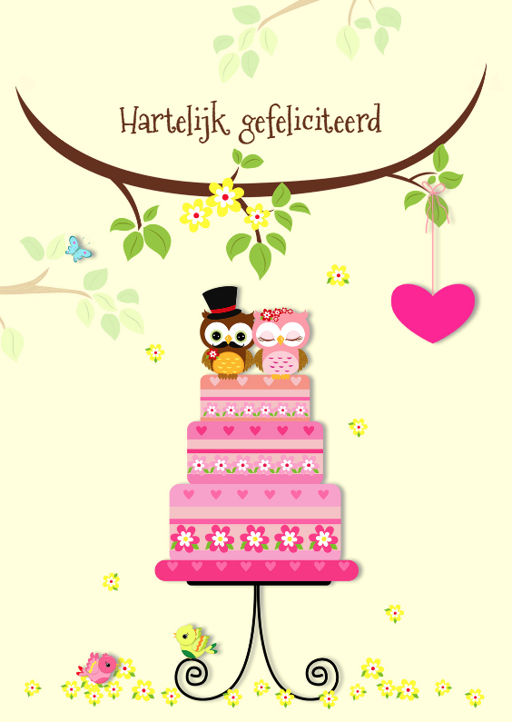 Felicitatie met bruidstaart - Felicitatiekaarten Felicitatiekaarten - Felicitatie met bruidstaart