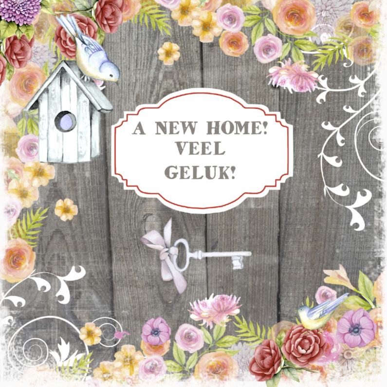 felicitatie new home vogelhuisje - Felicitatiekaarten Felicitatiekaarten - felicitatie new home vogelhuisje