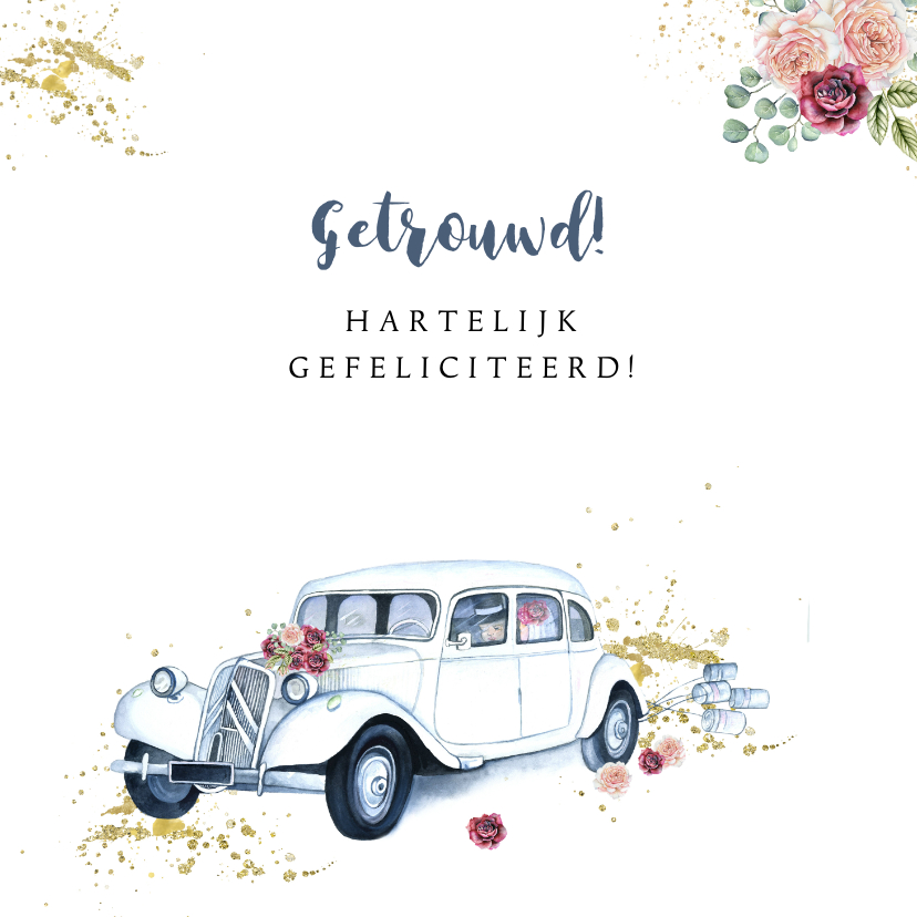 Felicitatiekaarten - Felicitatie oldtimer huwelijk