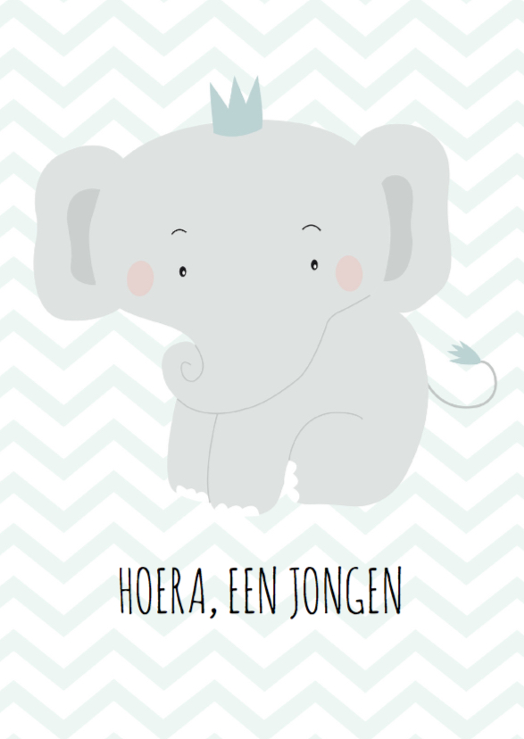Felicitatie olifantje jongen - Felicitatiekaarten Felicitatiekaarten - Felicitatie olifantje jongen