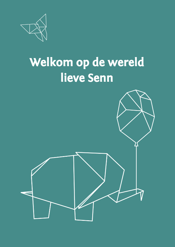 Felicitatiekaarten - Felicitatie origami olifant 