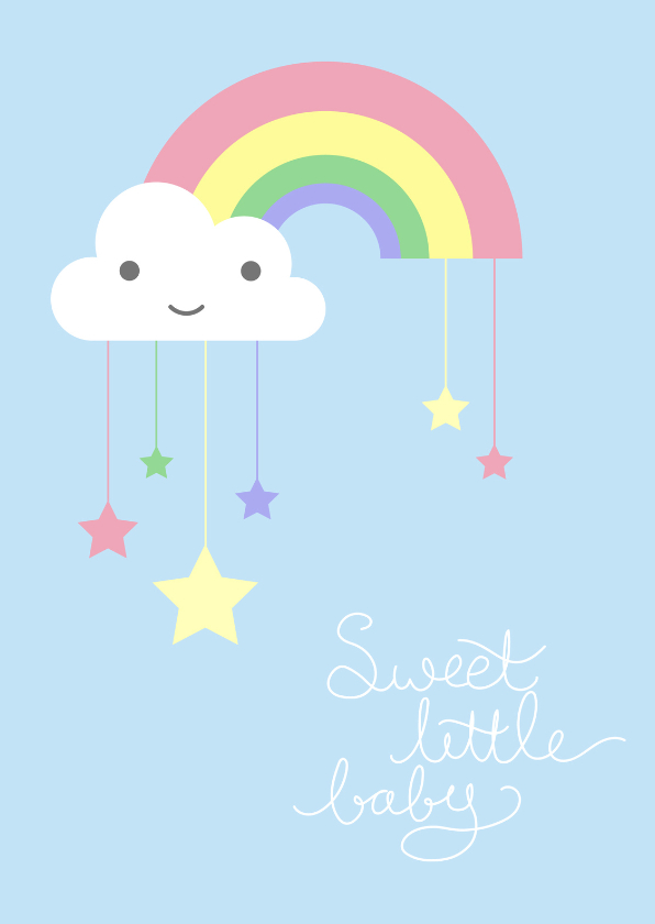 Felicitatie - Pastel regenboog sterren zoon - Felicitatiekaarten Felicitatiekaarten - Felicitatie - Pastel regenboog sterren zoon
