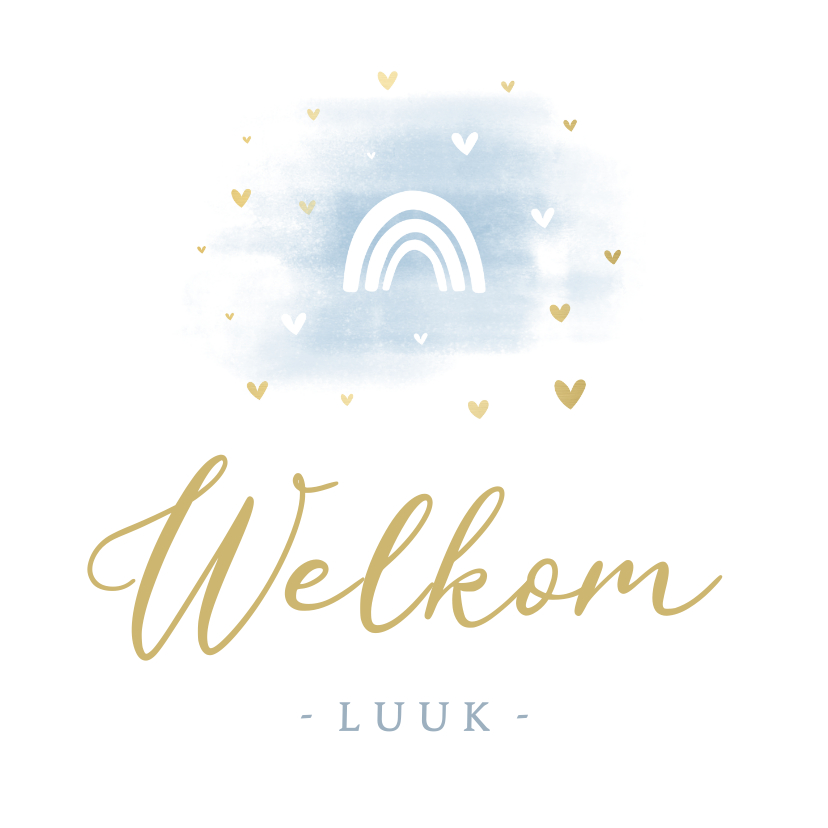 Felicitatie regenboog silhouet met hartjes en waterverf - Felicitatiekaarten Felicitatiekaarten - Felicitatie regenboog silhouet met hartjes en waterverf