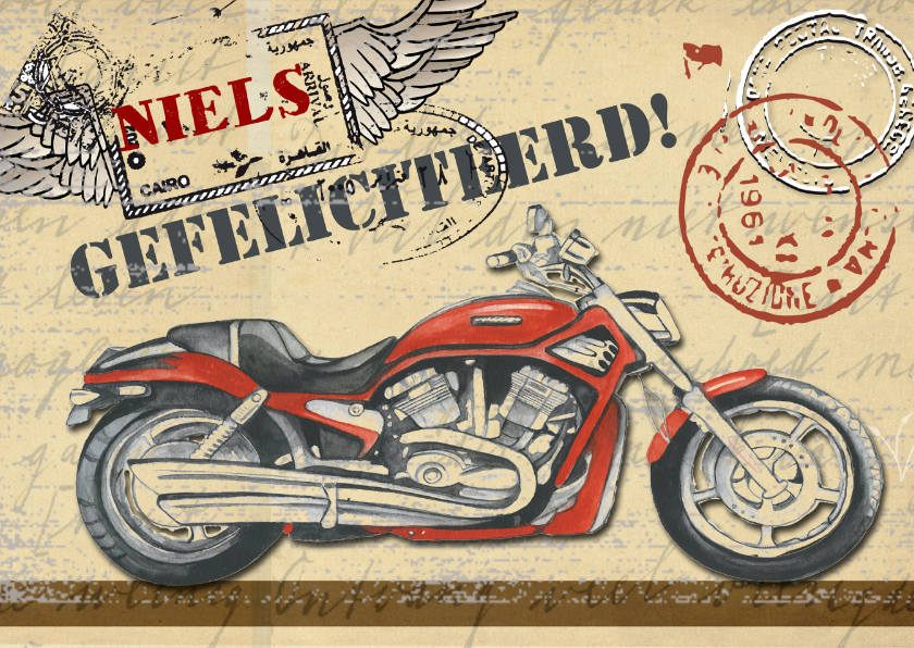 felicitatie rode motor - Felicitatiekaarten Felicitatiekaarten - felicitatie rode motor