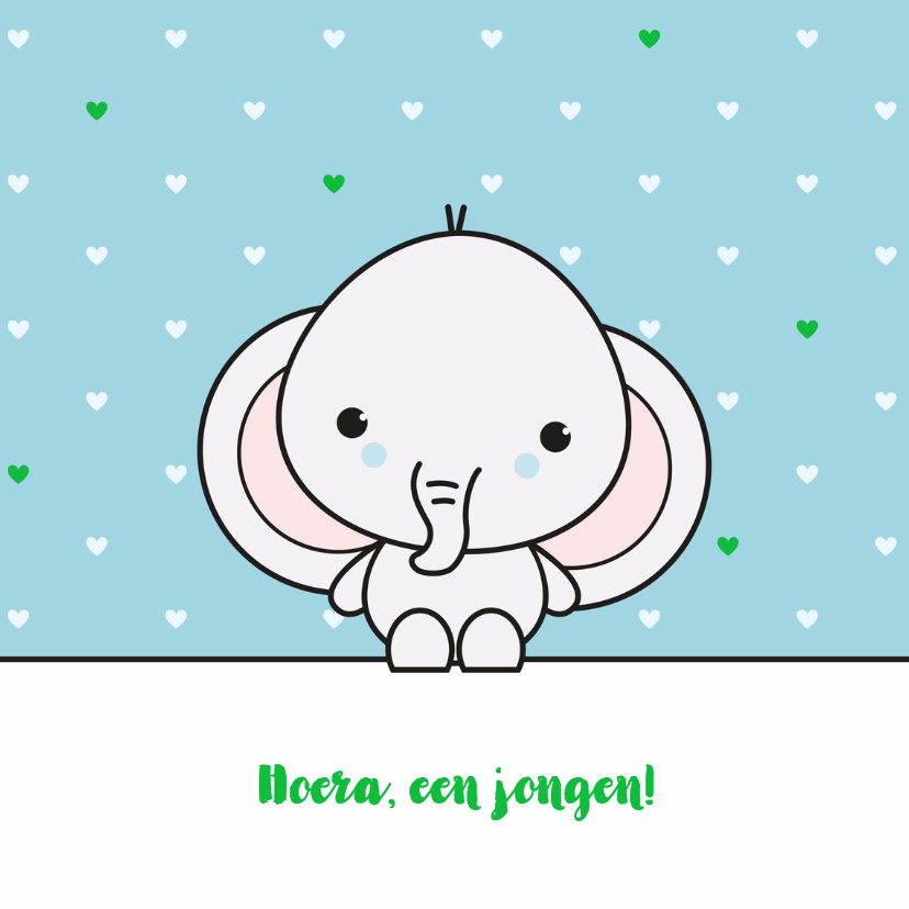 Felicitatie - Schattig olifantje jongen - Felicitatiekaarten Felicitatiekaarten - Felicitatie - Schattig olifantje jongen