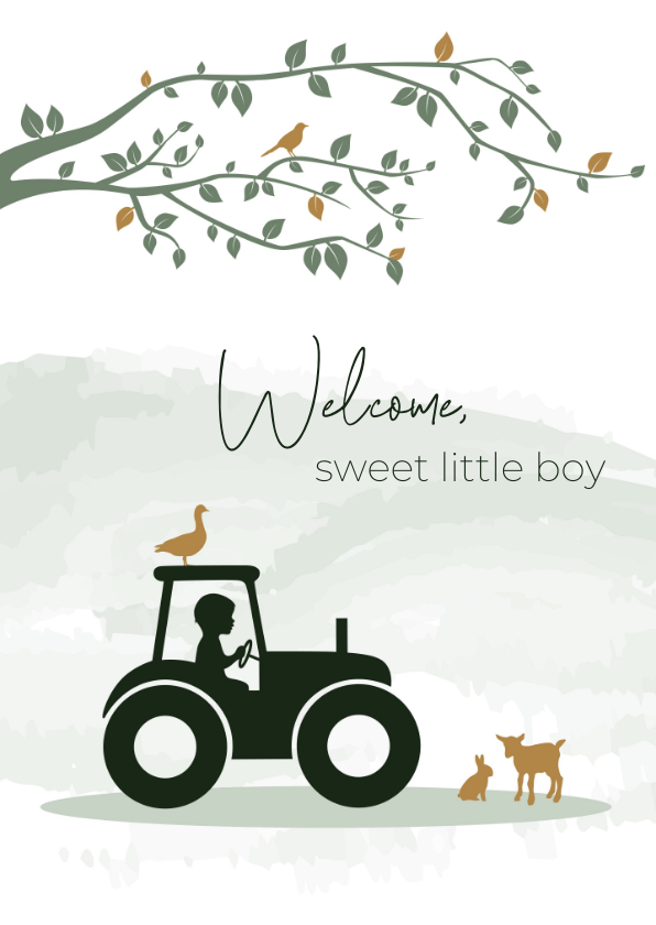 Felicitatiekaarten - Felicitatie silhouet tractor met dieren