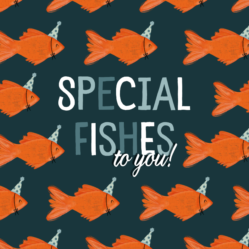 Felicitatiekaarten - Felicitatie special fishes to you blauw