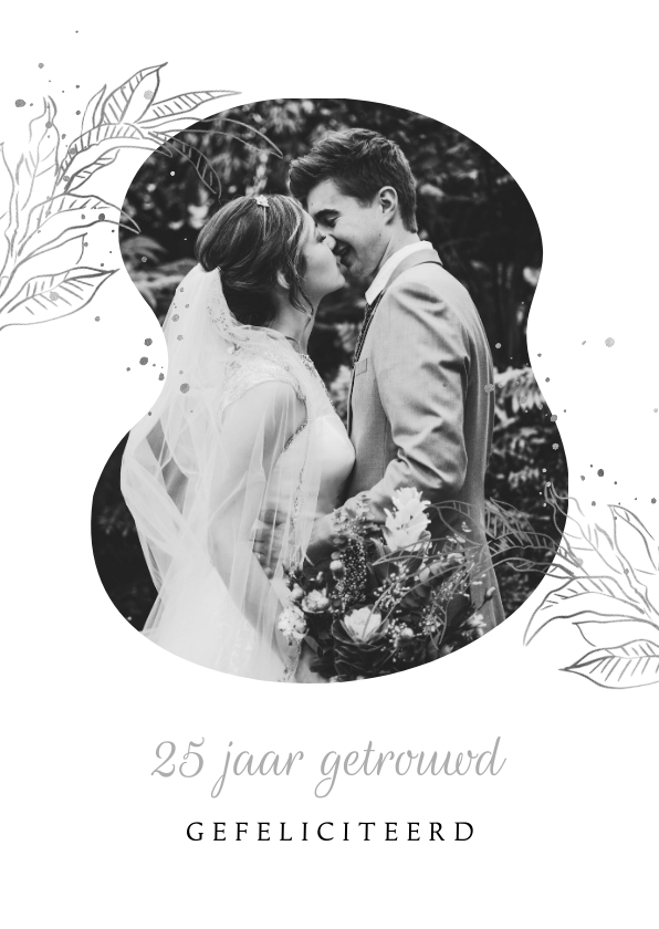 Felicitatiekaarten - Felicitatie stijlvol minimalistisch bladerdak zilver foto