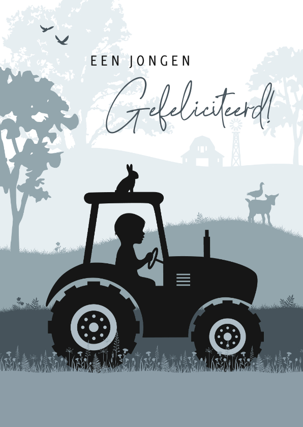 Felicitatiekaarten - Felicitatie tractor met dieren
