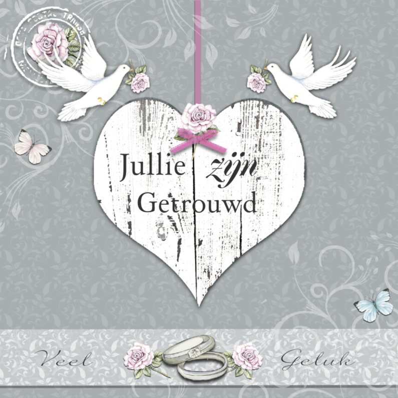 Felicitatie trouwen witte duiven - Felicitatiekaarten Felicitatiekaarten - Felicitatie trouwen witte duiven