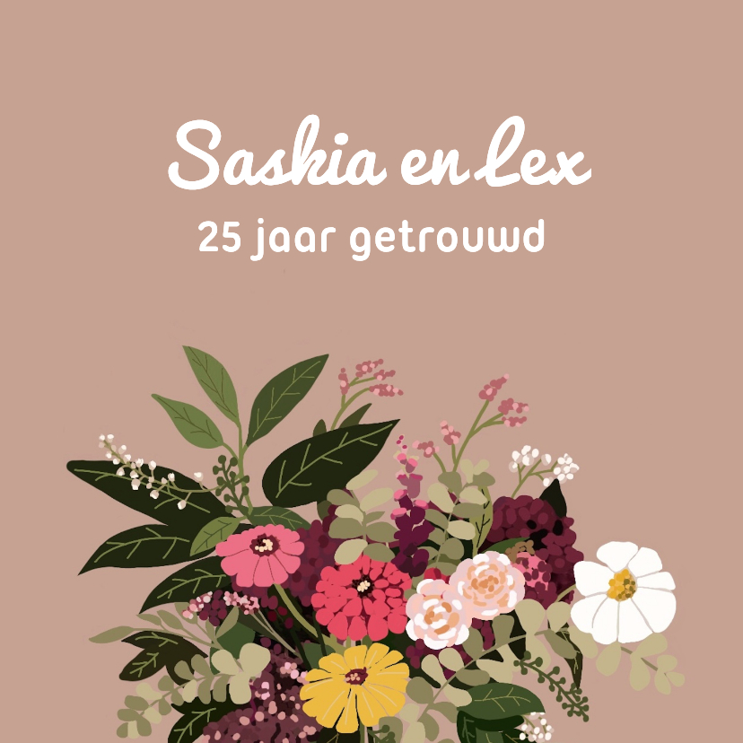 Felicitatiekaarten - Felicitatie trouwjubileum Fleurig Boeket
