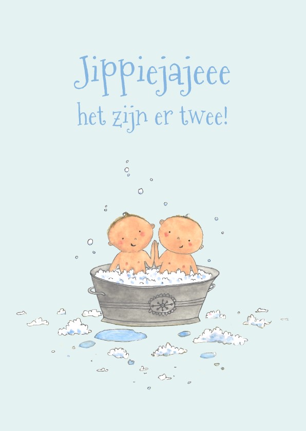 Felicitatie Tweeling Babybadje - Felicitatiekaarten Felicitatiekaarten - Felicitatie Tweeling Babybadje