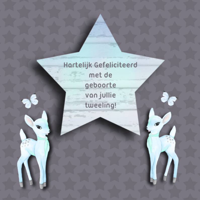 Felicitatie tweeling bambi boy - Felicitatiekaarten Felicitatiekaarten - Felicitatie tweeling bambi boy