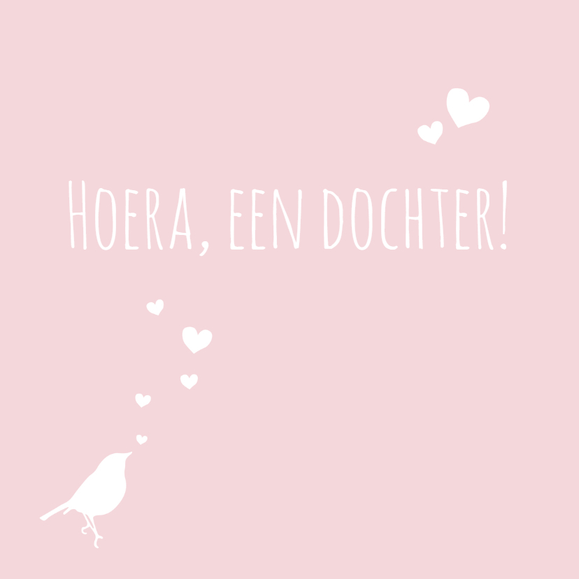 Felicitatie vogel hartjes roze - Felicitatiekaarten Felicitatiekaarten - Felicitatie vogel hartjes roze