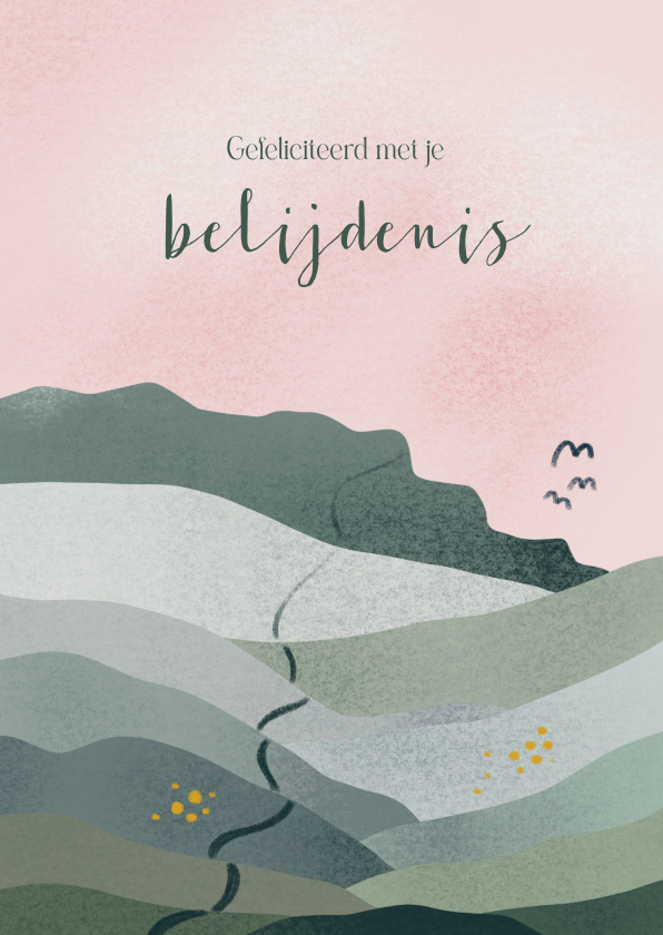 Felicitatiekaarten - Felicitatie voor belijdenis met landschap en bijbeltekst