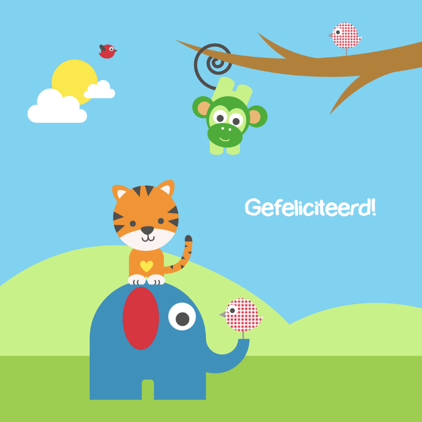 Felicitatie - Vrolijke dieren - Felicitatiekaarten Felicitatiekaarten - Felicitatie - Vrolijke dieren