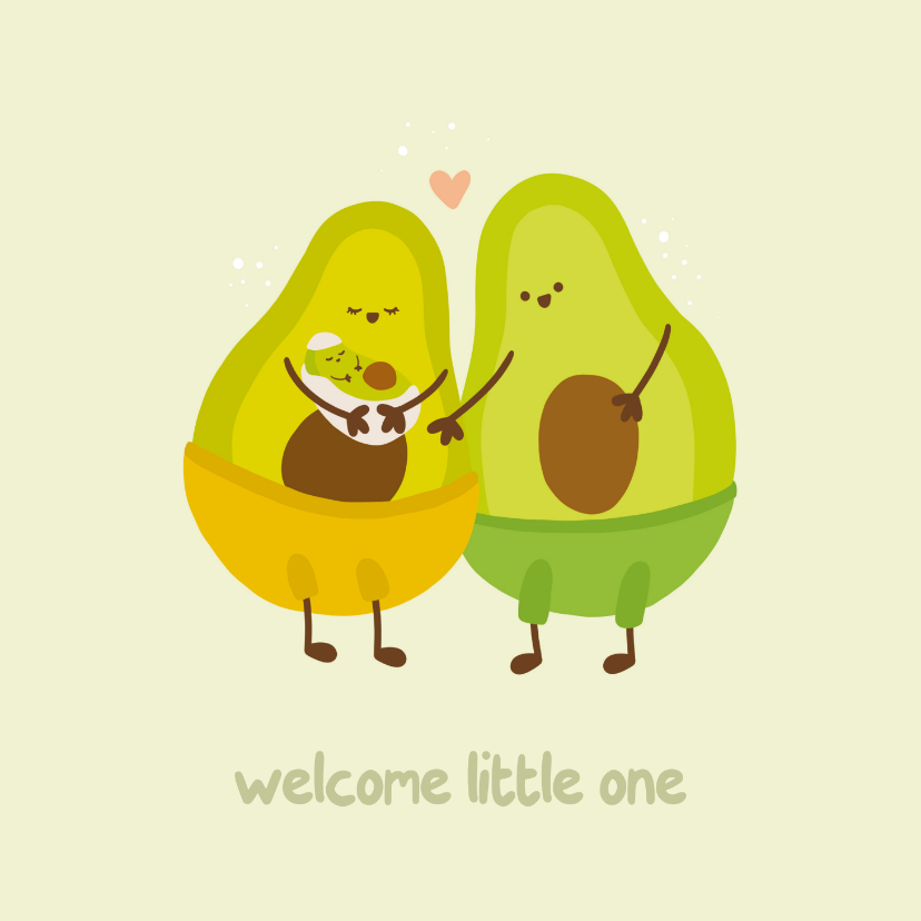 Felicitatiekaarten - Felicitatie welcome little one avocado's