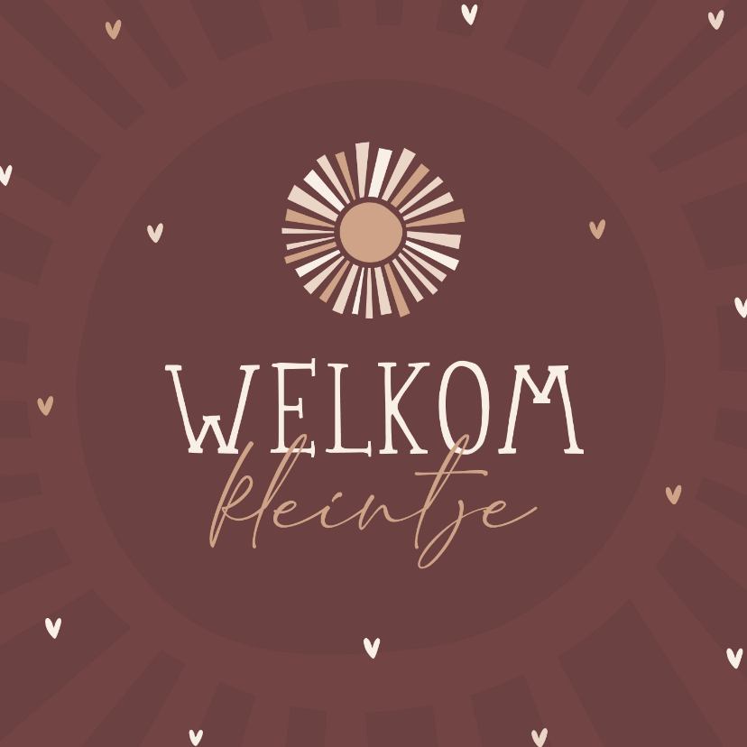 Felicitatie welkom kleintje met zonnetje en hartjes - Felicitatiekaarten Felicitatiekaarten - Felicitatie welkom kleintje met zonnetje en hartjes